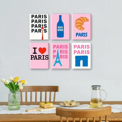 6 Mini-Gemälde | Ich Liebe Paris Set