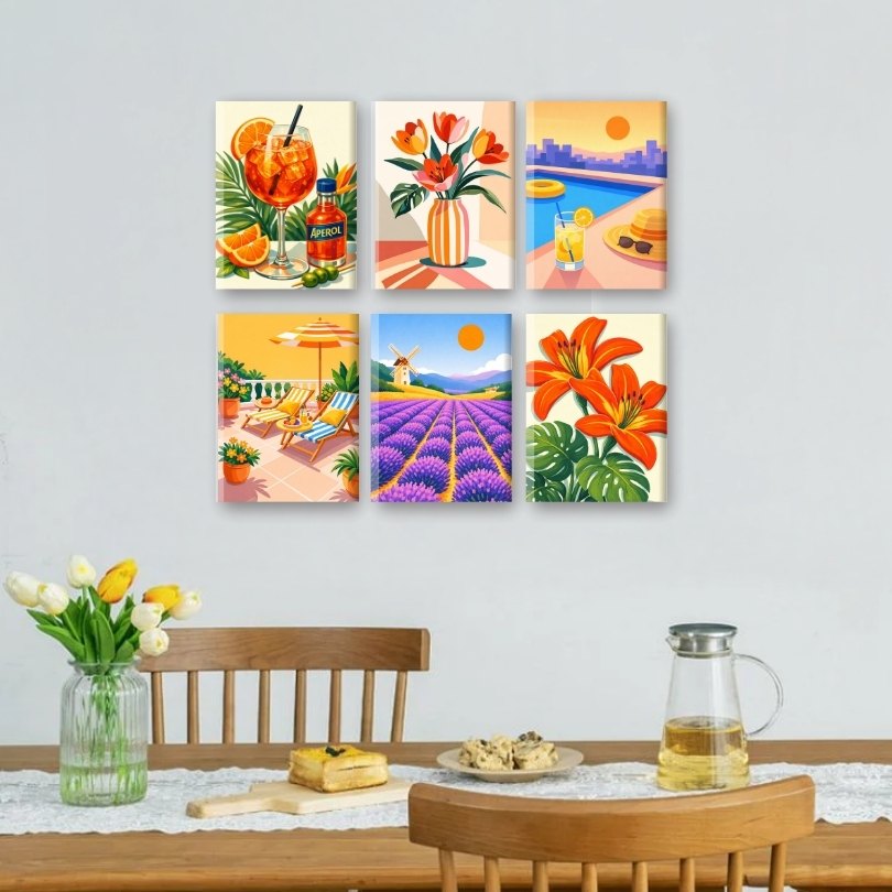 6 Mini-Gemälde | Wunderschöne Sommer Set