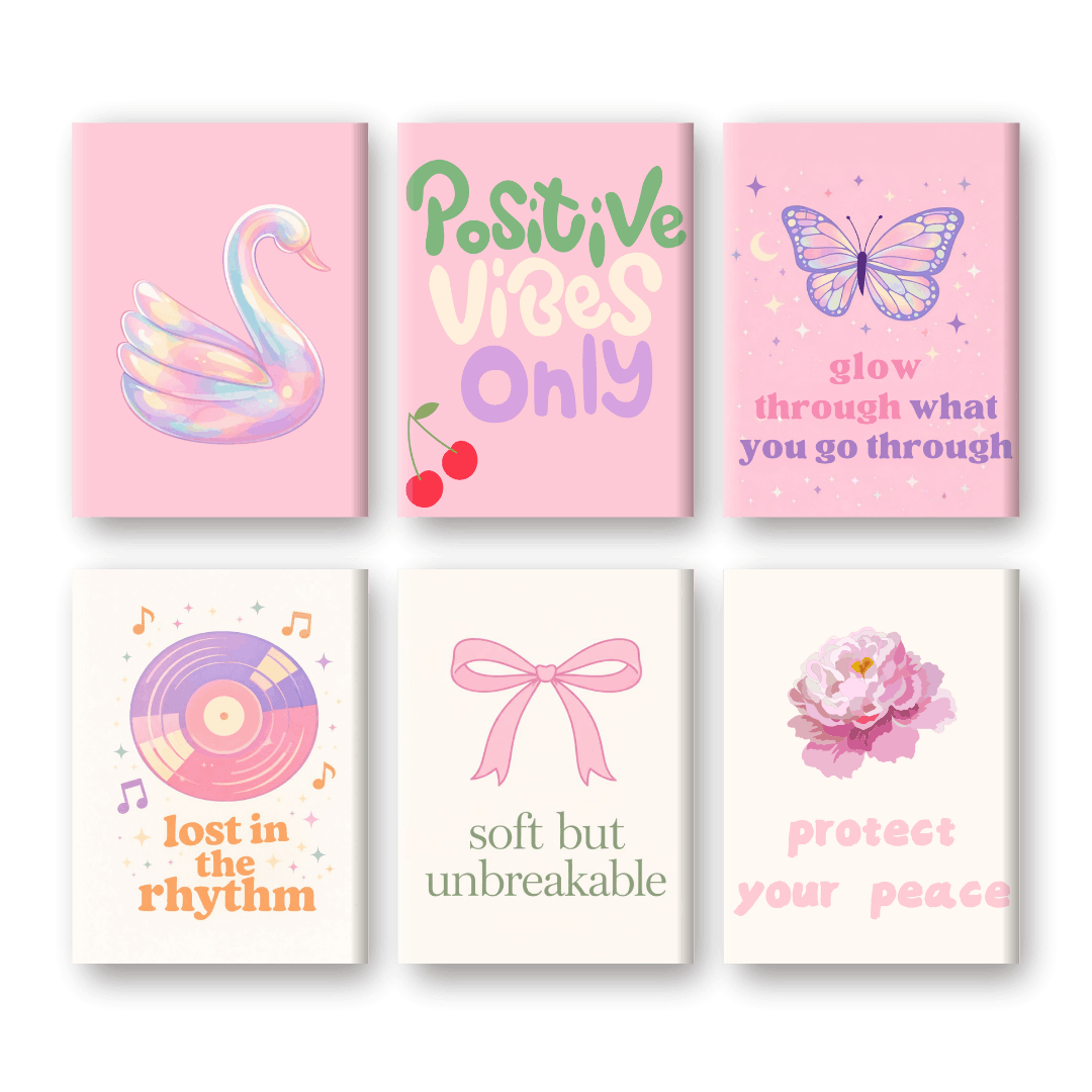 6 Mini-Gemälde | Positive Vibes Set - Malen nach Zahlen