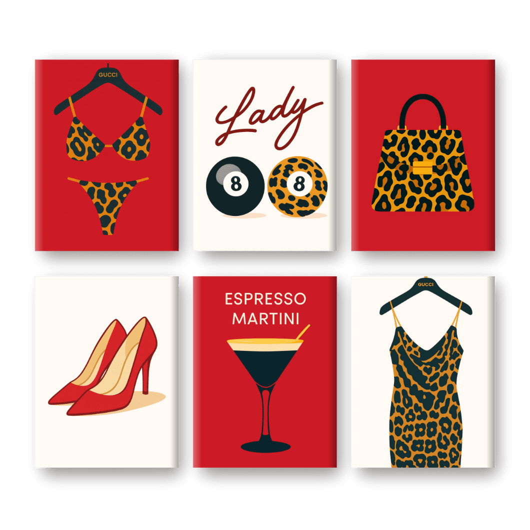 6 Mini Gemälde | Leopardenmuster Set