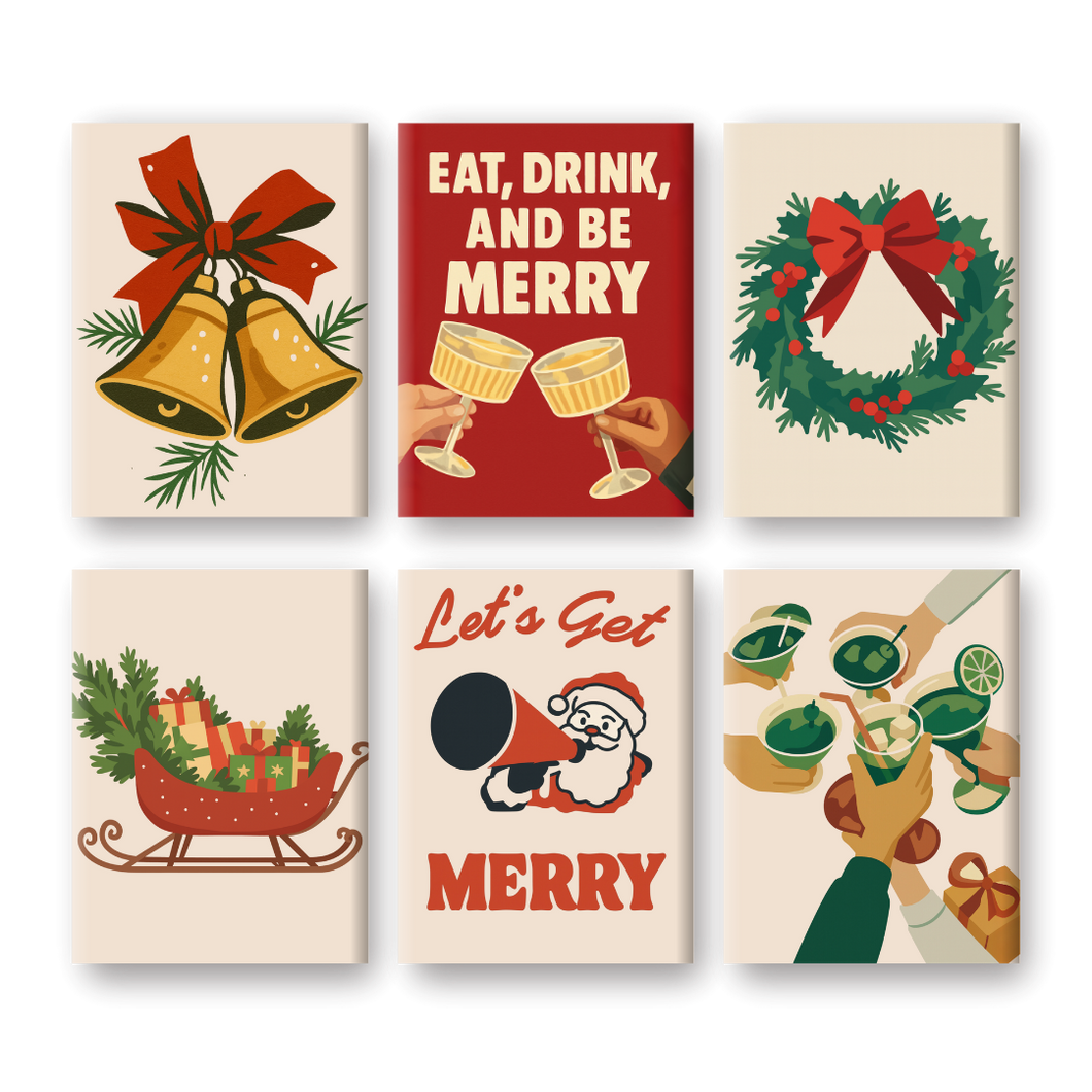 6 Mini Gemälde |  Merry Xmas Set