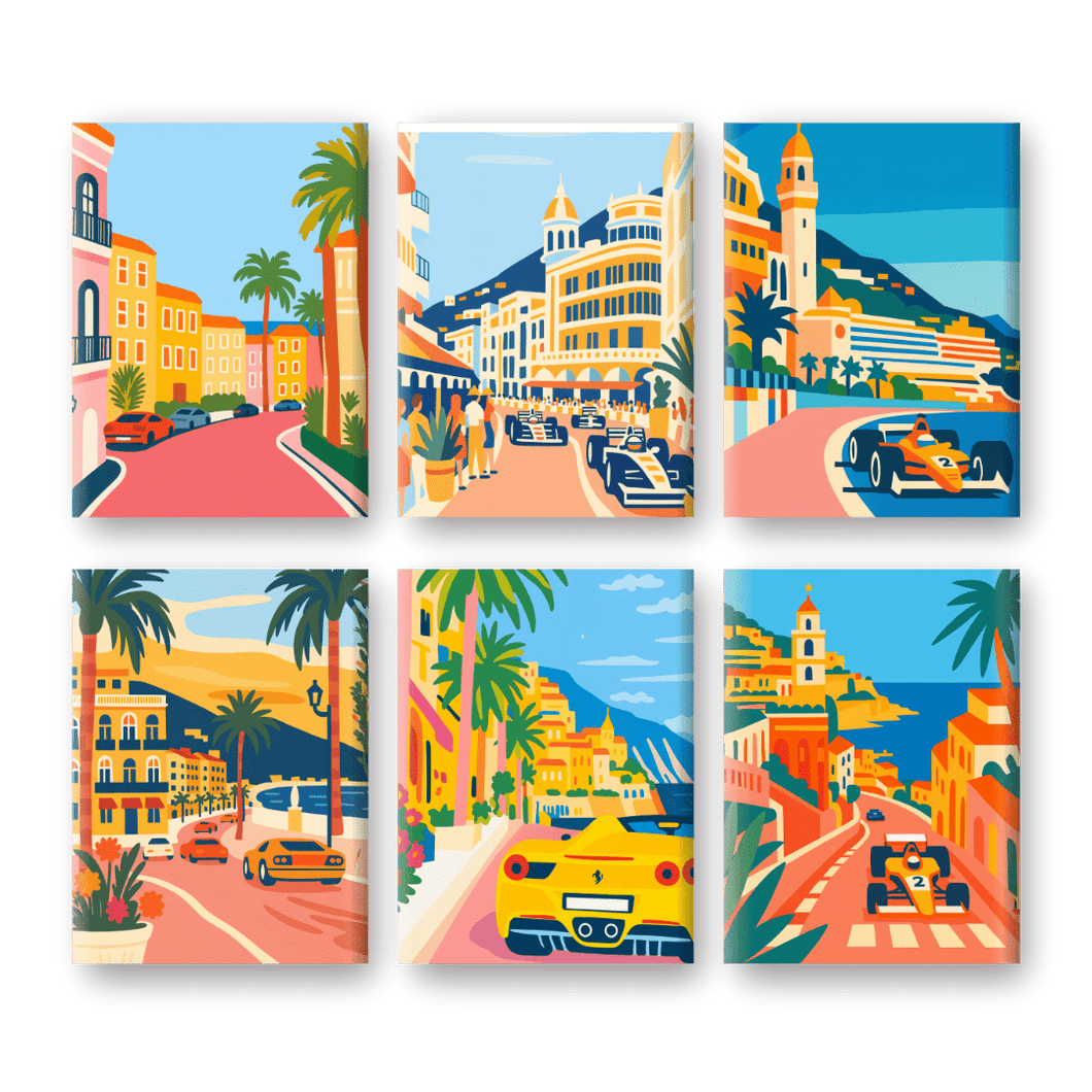 6 Mini Gemälde | Monte Carlo Set