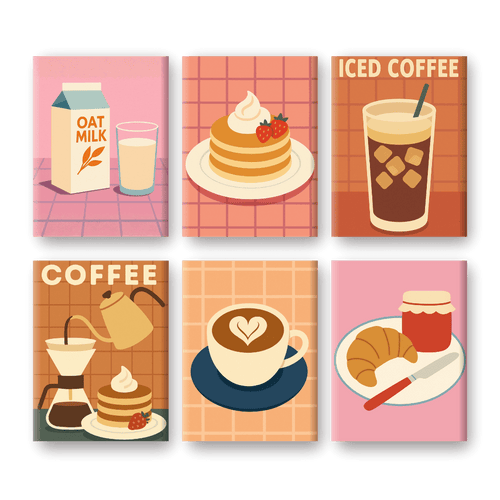 6 Mini-Gemälde | Morgenfrühstücks Set