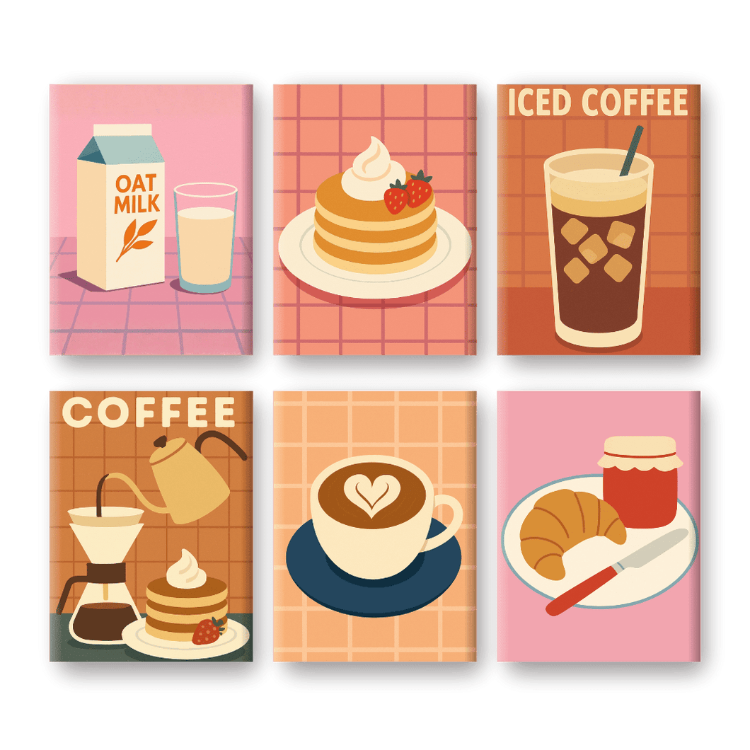 6 Mini Gemälde | Morgenfrühstücks Set