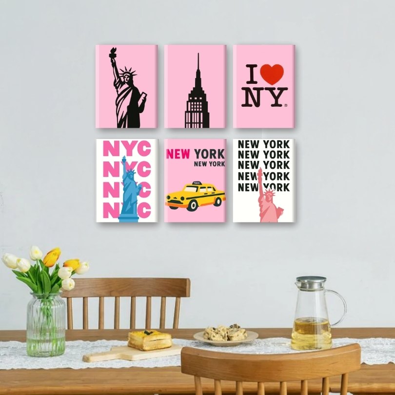 6 Mini-Gemälde | New-York Set