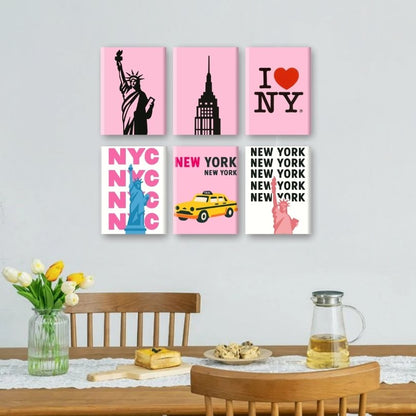 6 Mini-Gemälde | New-York Set