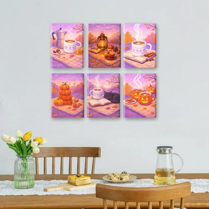 6 Mini-Gemälde | Kürbisgewürz-Picknick Set