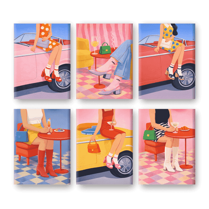 6 Mini-Gemälde | Vintage Glam Set-Malen nach zahlen