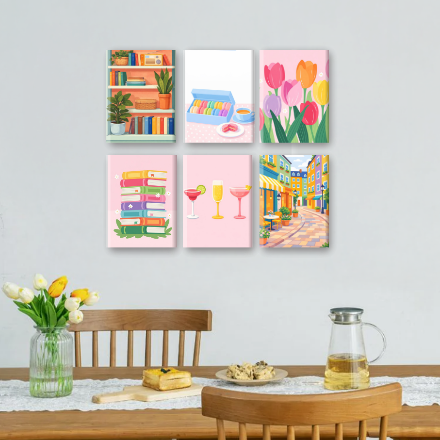 6 Mini-Gemälde | Pastellmomente Set