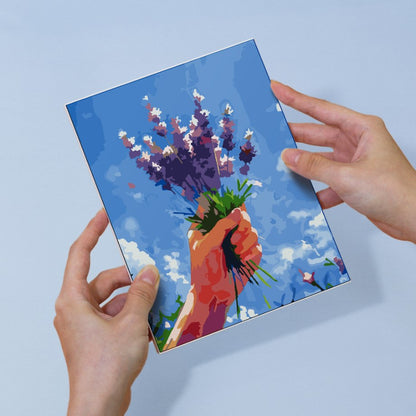 Malen nach Zahlen – 6 Mini-Gemälde | Blumensträuße im Himmel-Set