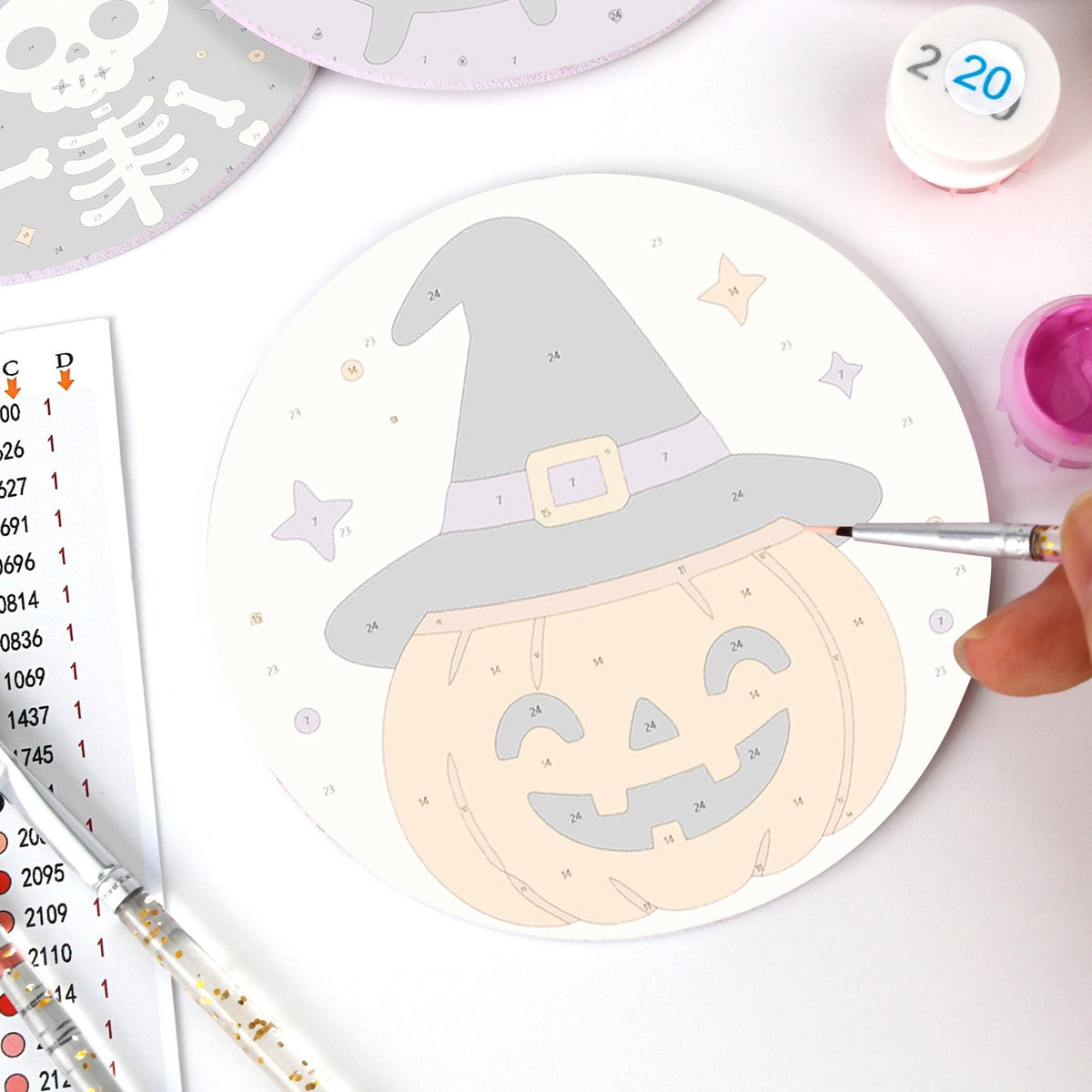 Malen nach Zahlen Untersetzer-Set – Süßes Halloween