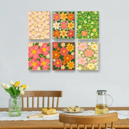 6 Mini-Gemälde | Leuchtende Blumen Set