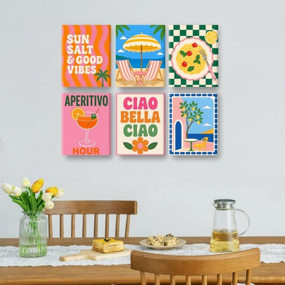 6 Mini-Gemälde | Amalfi Auszeit Set