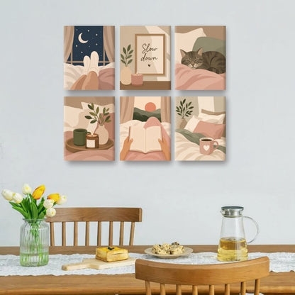 6 Mini-Gemälde | Wohnkomfort Set