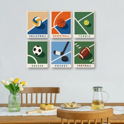 6 Mini-Gemälde | Sportposter Set