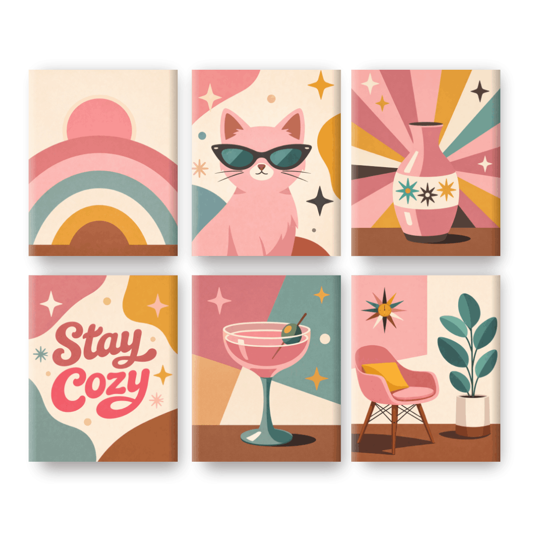 6 Mini-Gemälde | Stay Cozy Set - Malen nach Zahlen