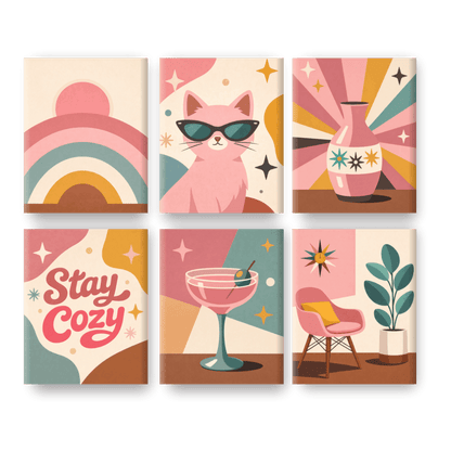 6 Mini-Gemälde | Stay Cozy Set - Malen nach Zahlen