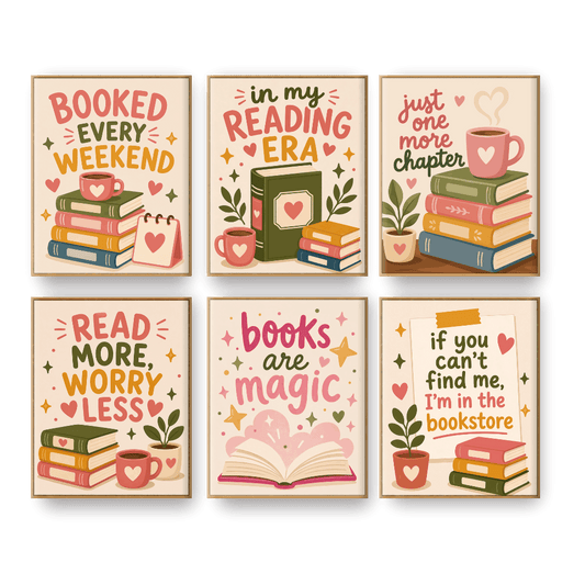 6 Mini-Gemälde | Bücher & Sprüche Set - Malen nach Zahlen