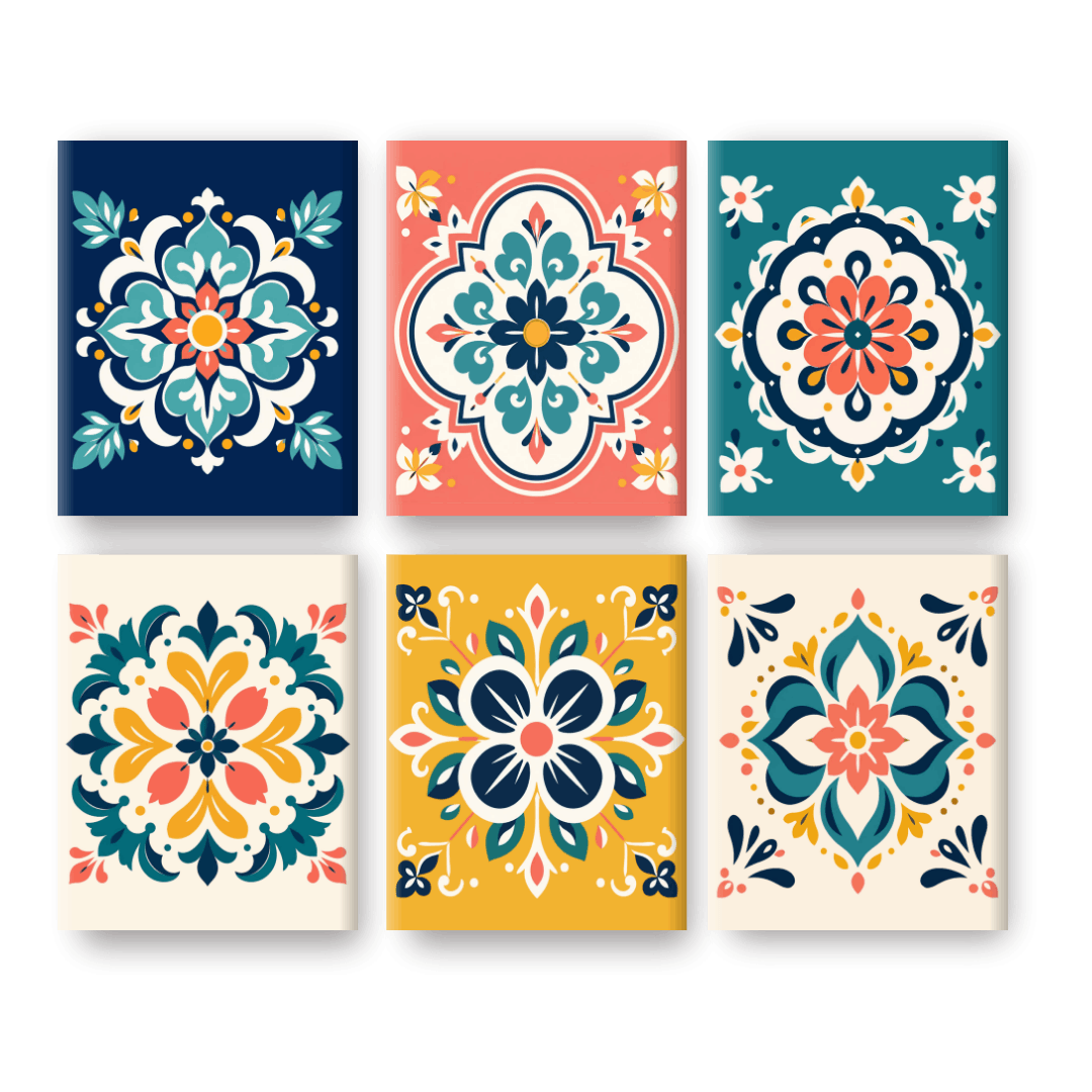 6 Mini-Gemälde | Mandala Kunst Set - Malen nach Zahlen