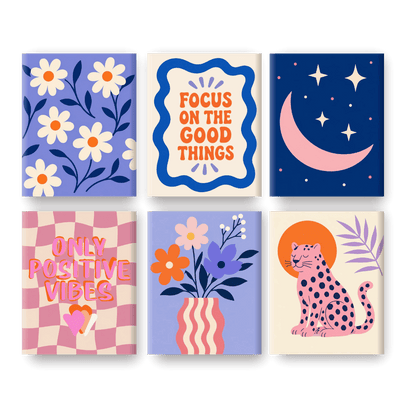 6 Mini-Gemälde | Positive-Vibes-Set - Malen nach Zahlen