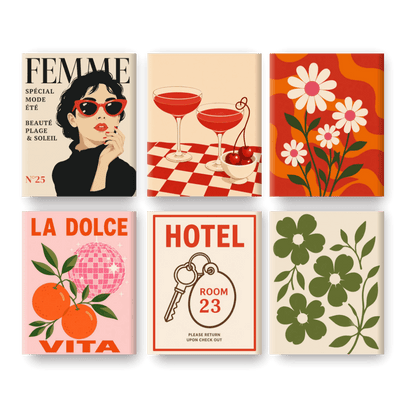 6 Mini-Gemälde | Joie de Vivre Set - Malen nach Zahlen