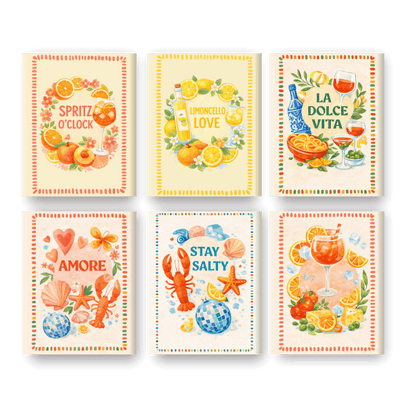 6 Mini-Gemälde | Limoncello & Aperol Set - Malen nach Zahlen