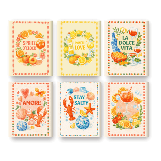 6 Mini-Gemälde | Limoncello & Aperol Set - Malen nach Zahlen