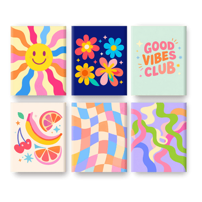 6 Mini-Gemälde | Smiley Sonnenschein Set - Malen nach Zahlen