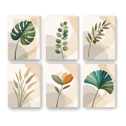 6 Mini-Gemälde | Botanisches Set - Malen nach Zahlen