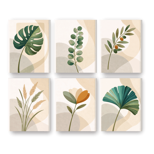 6 Mini-Gemälde | Botanisches Set - Malen nach Zahlen