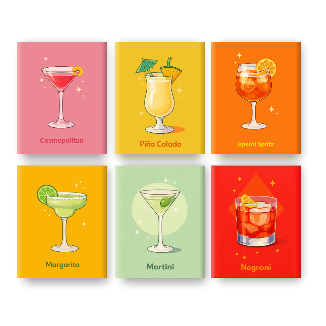 6 Mini-Gemälde | Happy Hour Set - Malen nach Zahlen