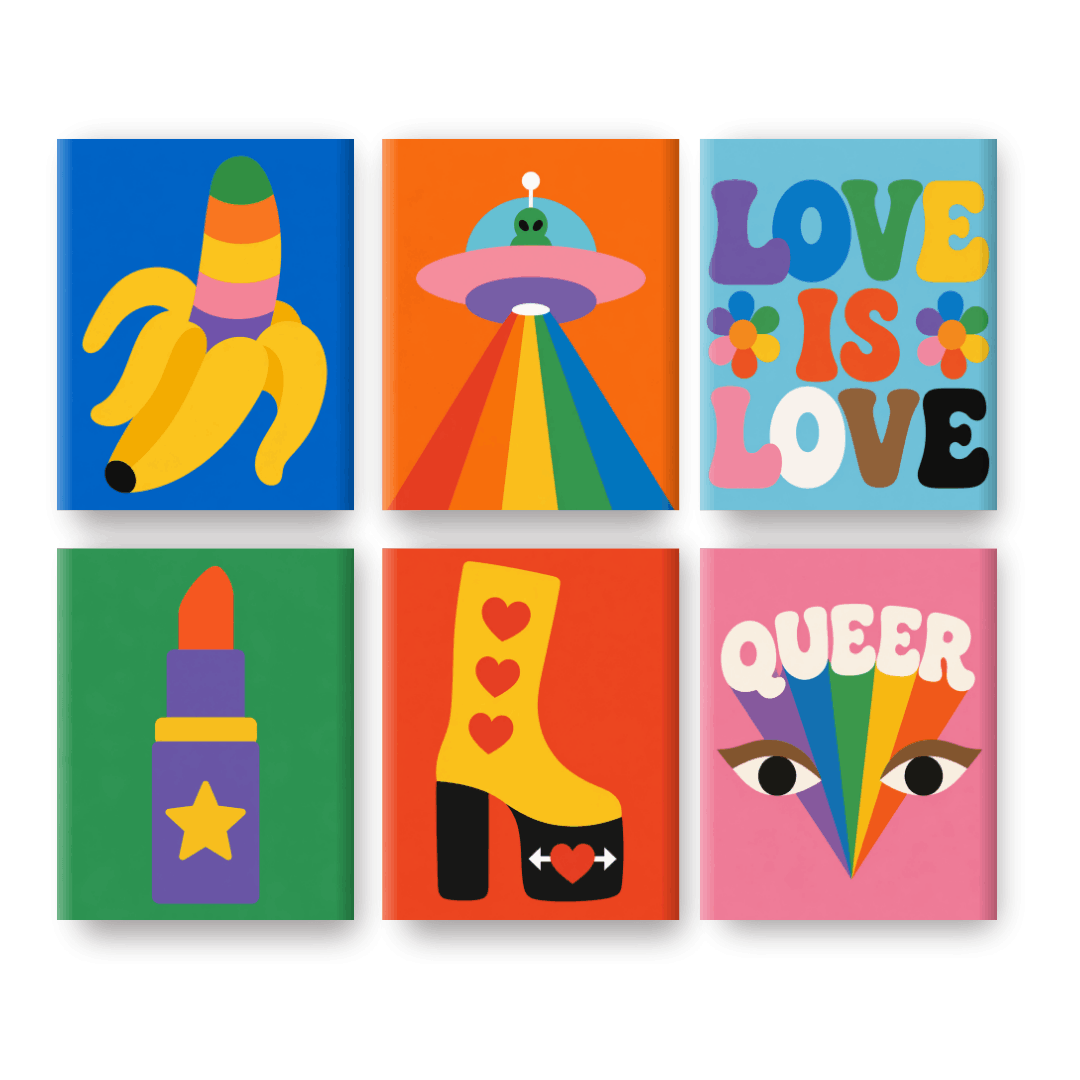 6 Mini-Gemälde | Pride Love Set - Malen nach Zahlen