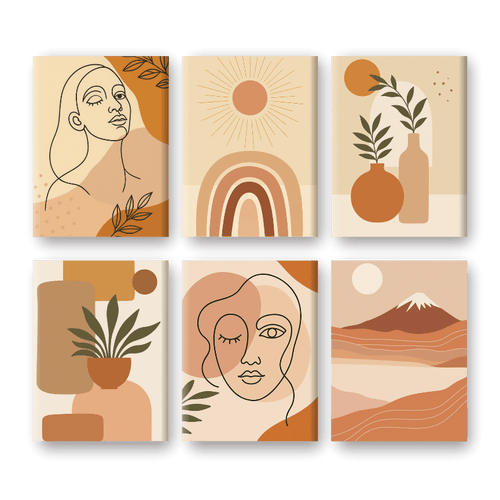 6 Mini-Gemälde | Boho-Set