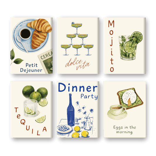 Malen nach Zahlen - Malen nach Zahlen – 6 Mini-Gemälde | Food & Drinks-Set