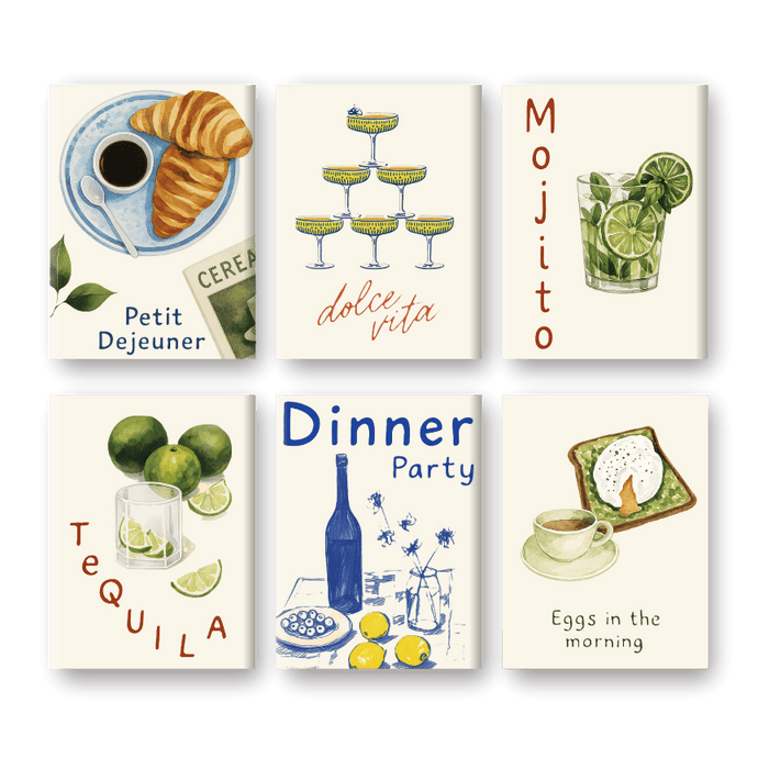 Malen nach Zahlen - Malen nach Zahlen – 6 Mini-Gemälde | Food & Drinks-Set