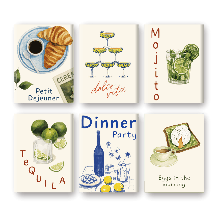 6 Mini Gemälde | Food & Drinks Set