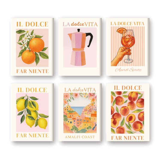 Malen nach Zahlen - Malen nach Zahlen – 6 Mini-Gemälde | Italienische ''Dolce Vita'' Set