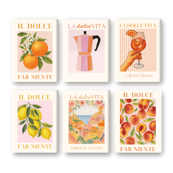 Malen nach Zahlen - Malen nach Zahlen – 6 Mini-Gemälde | Italienische ''Dolce Vita'' Set