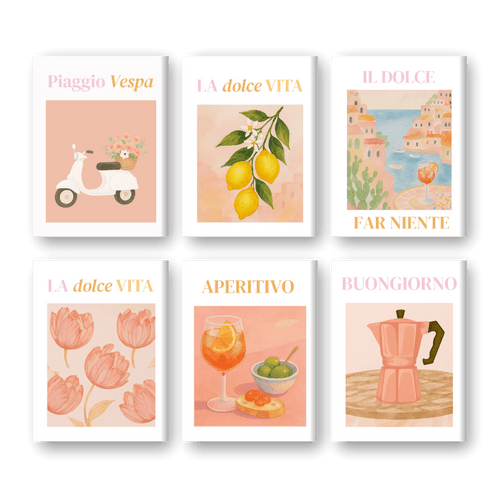 6 Mini-Gemälde | Italienisches Flair-Set