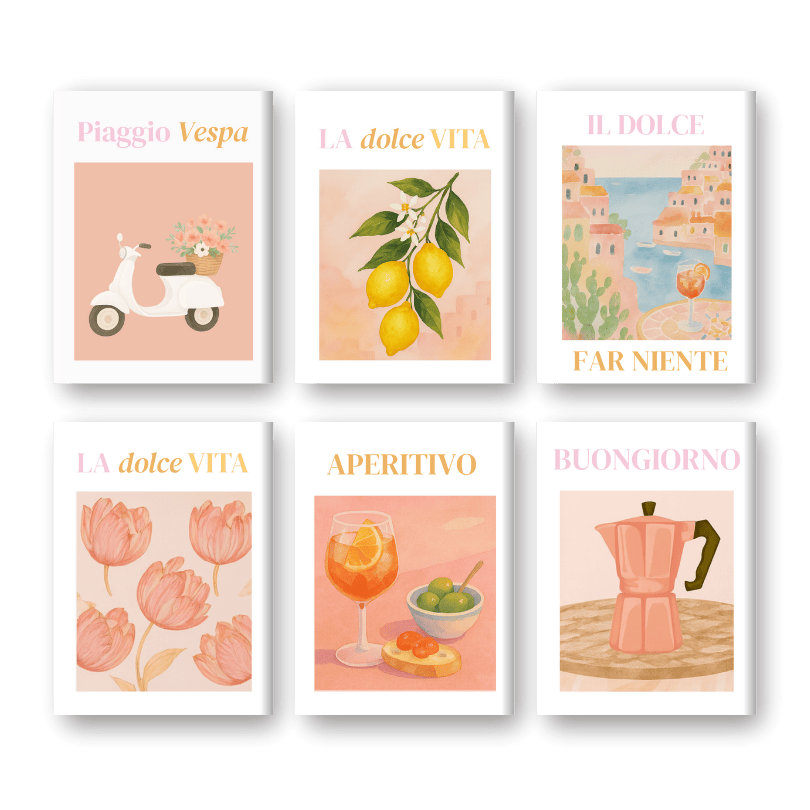 6 Mini Gemälde | Italienisches Flair Set