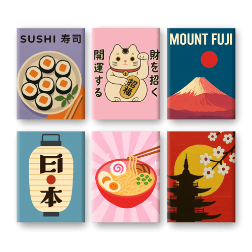 6 Mini-Gemälde | Japan-Set
