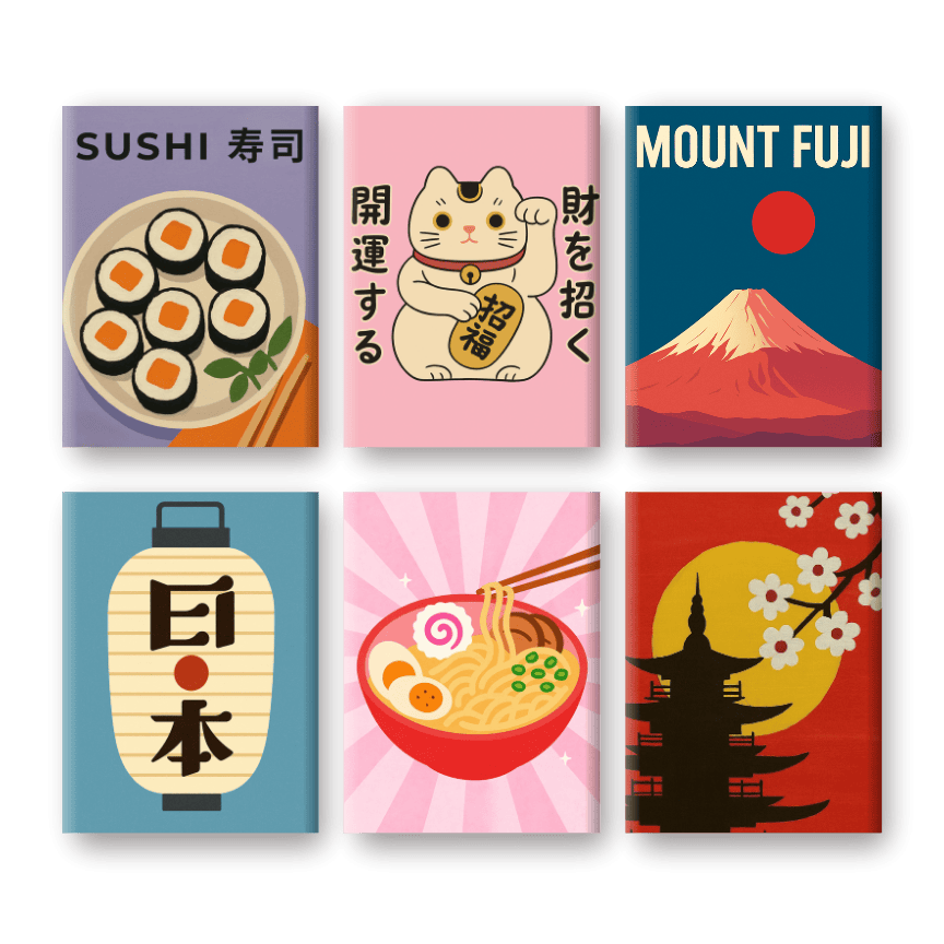 6 Mini Gemälde | Japan Set