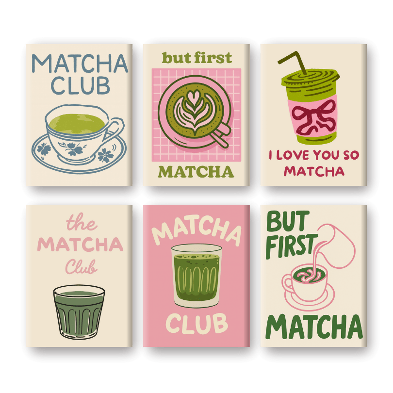 6 Mini Gemälde | Matcha Set