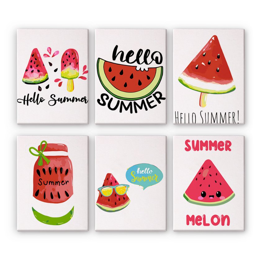  6 Mini Gemälde | Summer Melon Set