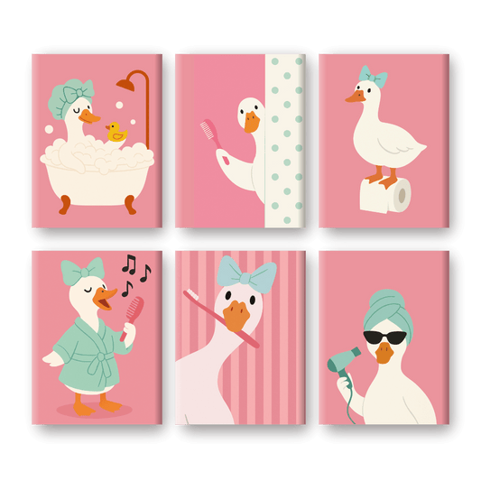 6 Mini-Gemälde | Badezimmer Gans Set-Malen nach zahlen