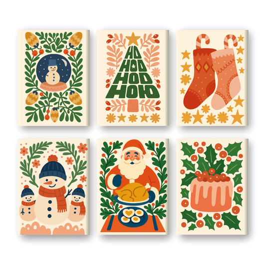 6 Mini-Gemälde | Wunderschönes Weihnachts-Set-Malen nach zahlen