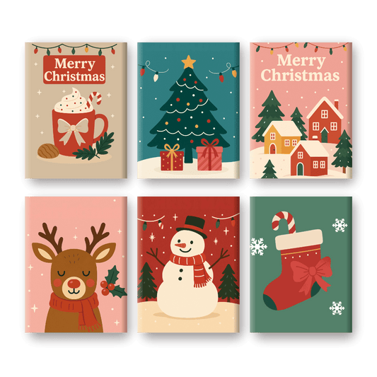 6 Mini-Gemälde | Klassisches Weihnachts Set-Malen nach zahlen