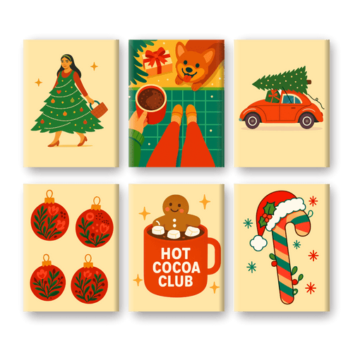 6 Mini-Gemälde | Kakao & Weihnachts Set-Malen nach zahlen