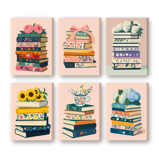 6 Mini-Gemälde | Bunte Bücher Set-Malen nach zahlen