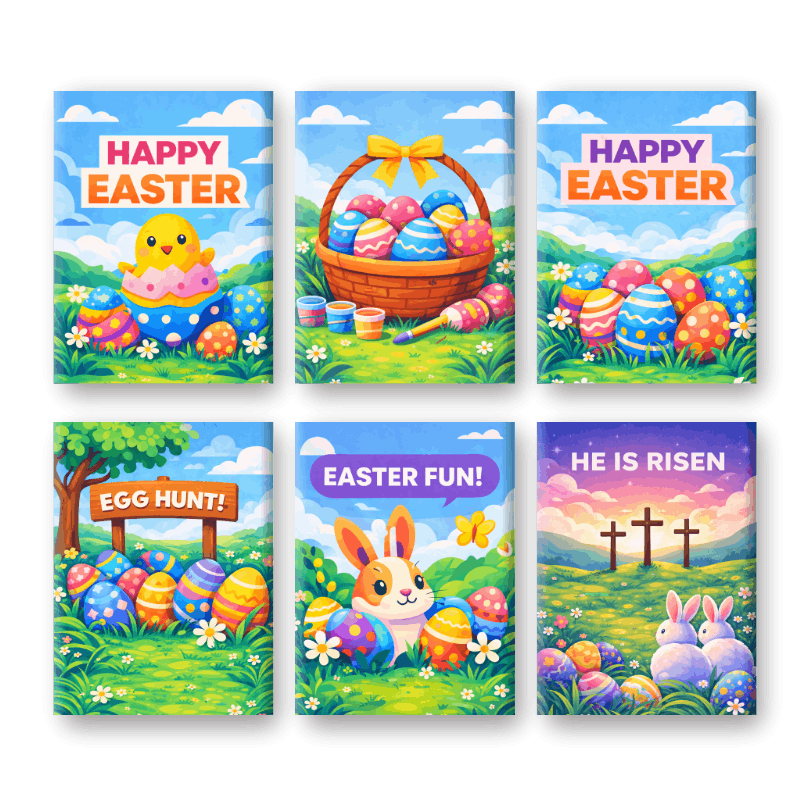 6 Mini-Gemälde | Buntes Ostern Set-Malen nach zahlen